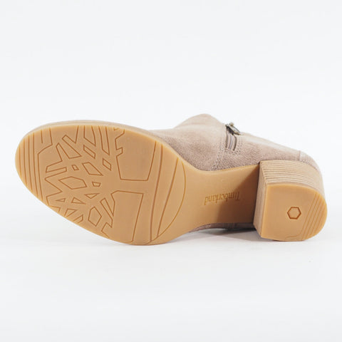 Womens Timberland Eleanor A1XTN Light Taupe Leather Zip Up Heeled Ankle Boots