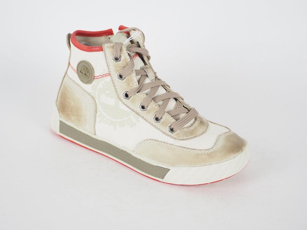 Boys Timberland EK 80726 Beige Leather Lace Up Casual Trainers Chukka Boots