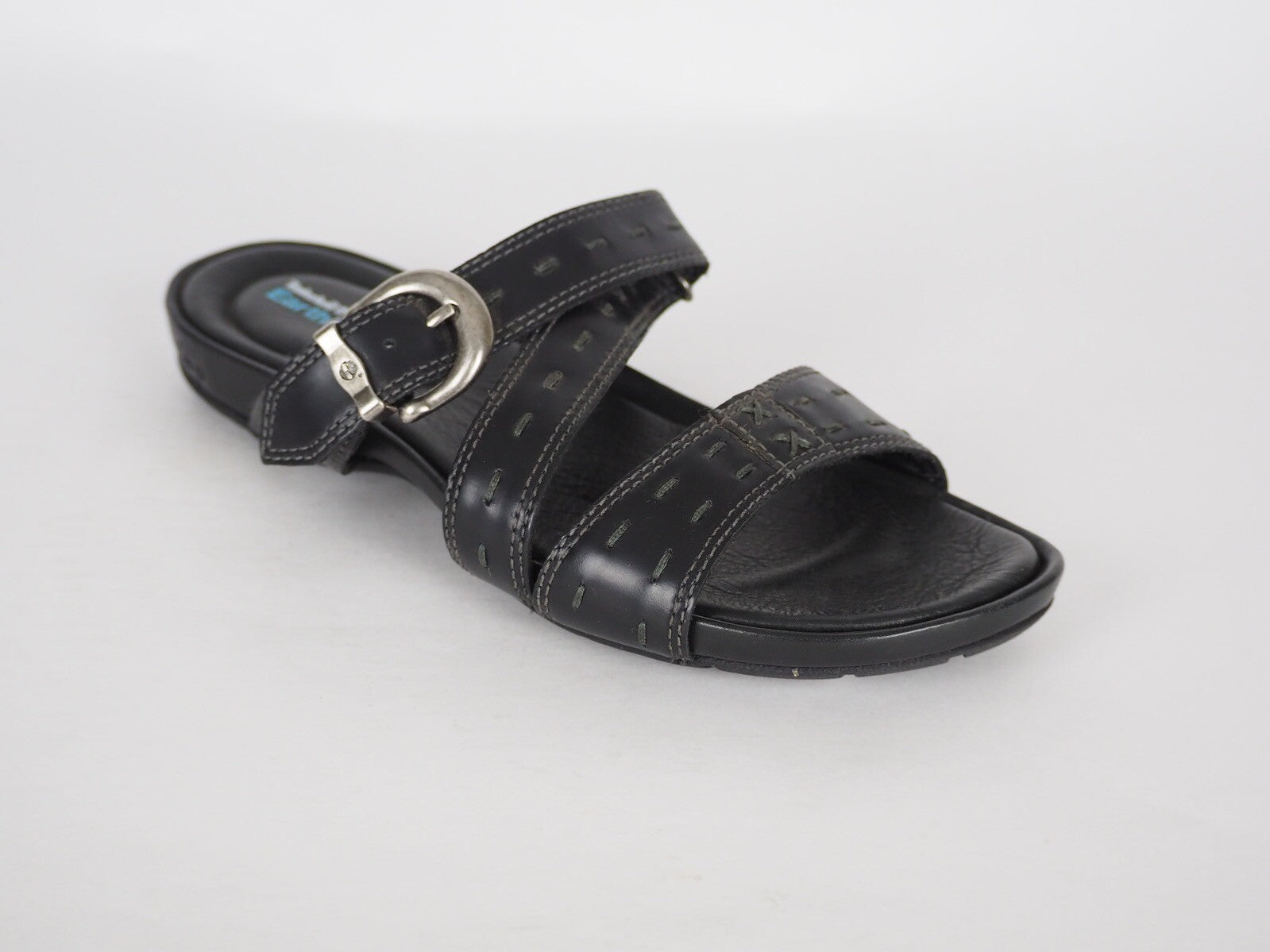 Womens Timberland Pleasant Bay 25636 Black Leather Slippers Summer Flip Flops