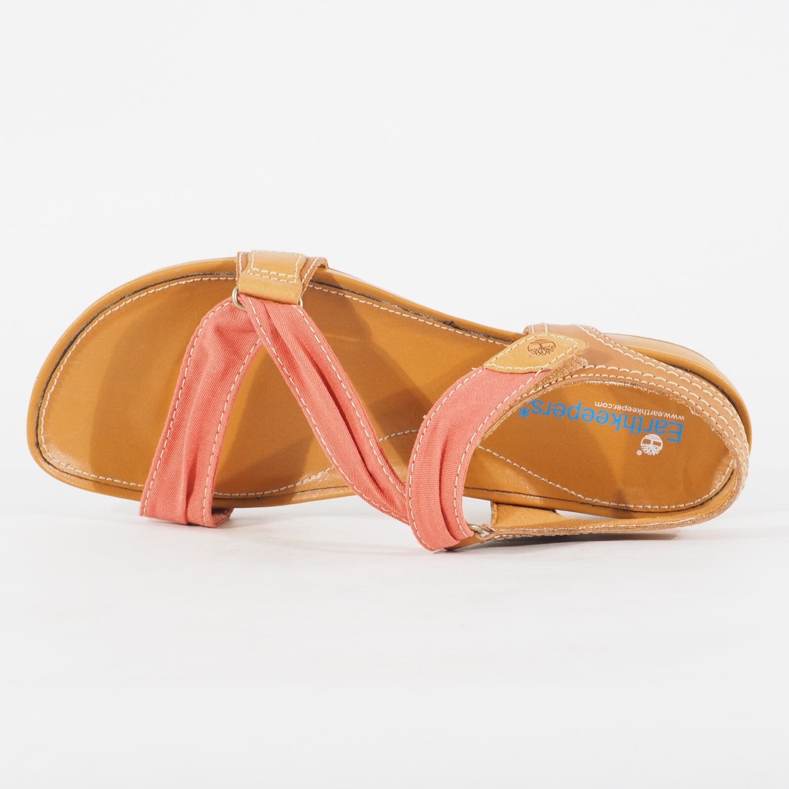 Womens Timberland Lola Bay Canvas 27674 Pink Tan Strap Casual Sandals