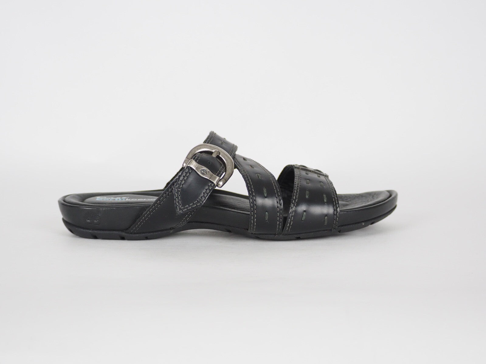 Womens Timberland Pleasant Bay 25636 Black Leather Slippers Summer Flip Flops
