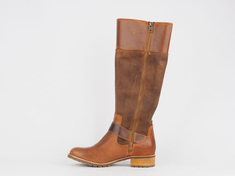 Womens Timberland Bethel 26639 Brown Leather Pull On Shoes Winter Tall Boots