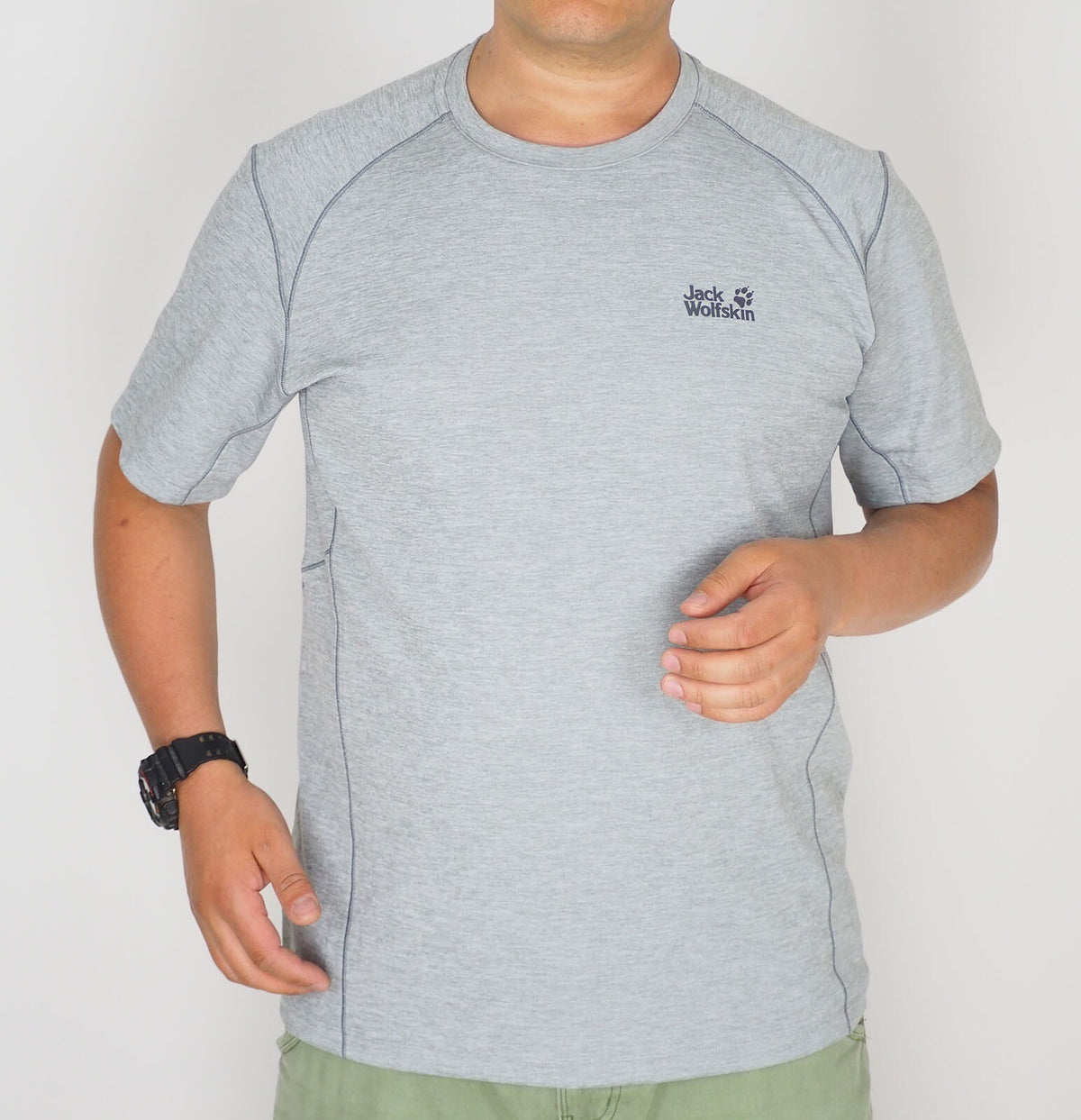 Mens Jack Wolfskin Hydropore Lightweight 1806131 Alloy Short Sleeve T Shirt