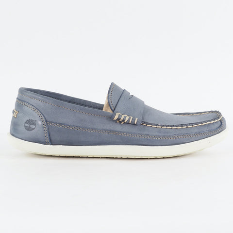 Mens Timberland Odelay Penny A13ZR Navy Blue Leather Slip On Casual Loafer Shoes