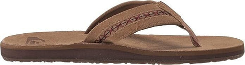 Mens Quiksilver Carver Leather Summer Outdoor Brown Flip Flop 