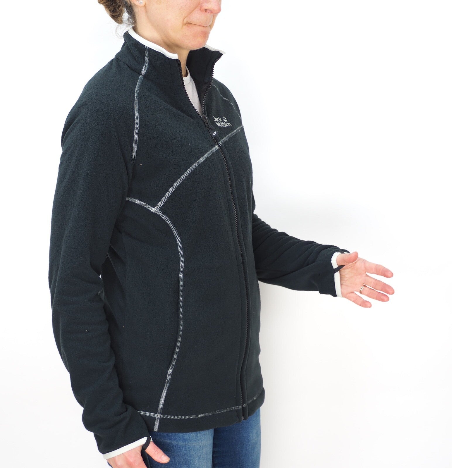 Womens Jack Wolfskin Nanuk Tar 1702111 Black Zip Up Warm Fleece Sweatshirt