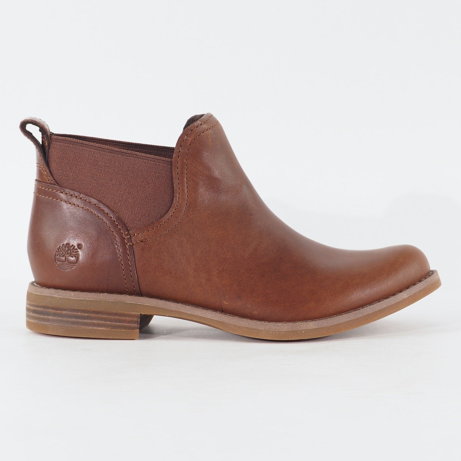 Womens Timberland A112B Warm Brown Leather Pull On Casual Chelsea Boots