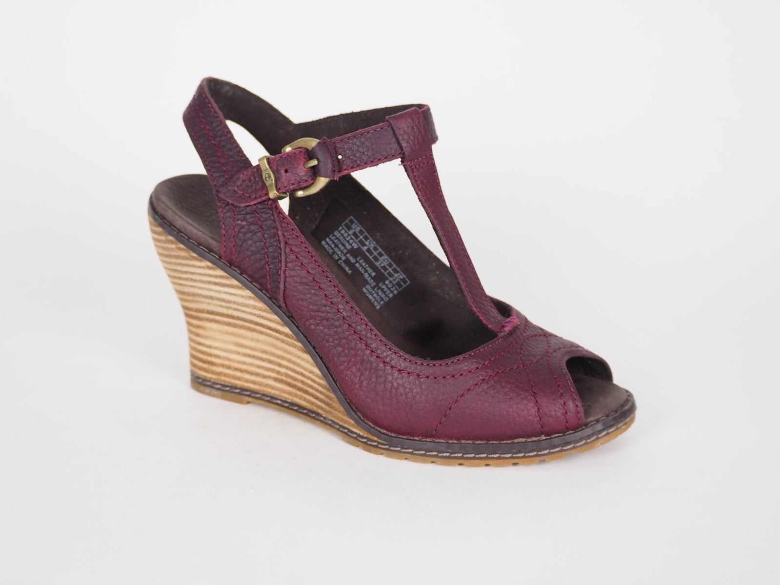 Womens Timberland Maeslin T-Strap 18624 Burgundy Leather Slingback Sandals