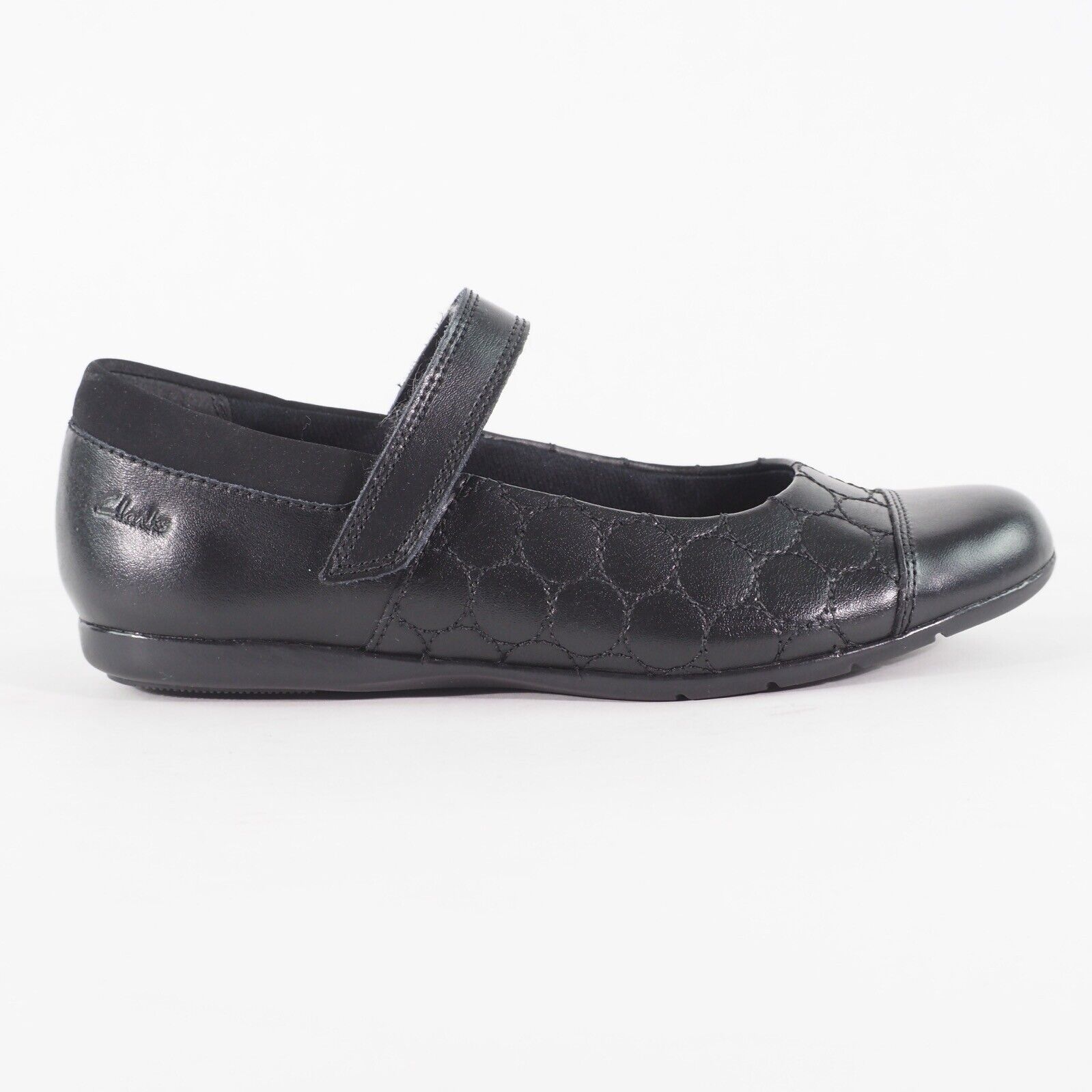 Girls Clarks Dance Buzz Black Leather Leader One Strap School Walking Shoes