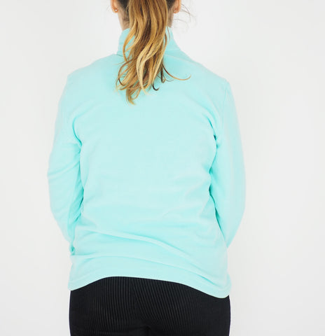Womens Jack Wolfskin Gecko Fleece Pool Blue Half Zip Long Sleeved Top