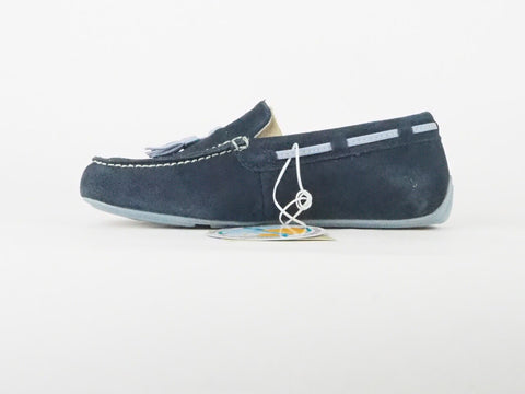 Youths Timberland Baldaci Driver 31737 Navy Leather Girls Slip On Shoes 