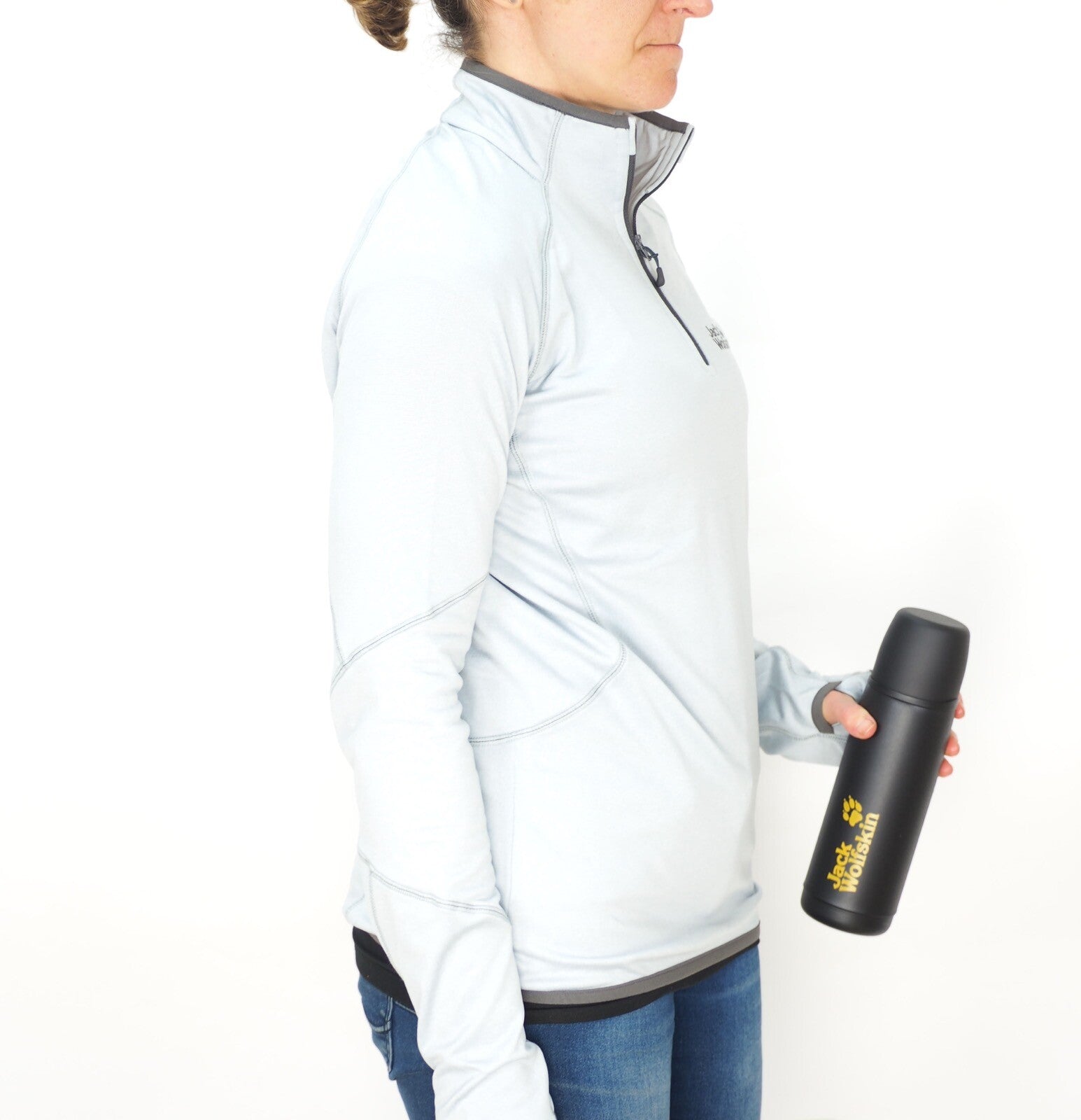 Womens Jack Wolfskin Sutherland Shirt 1702641 Grey Haze Half Zip Light Pullover