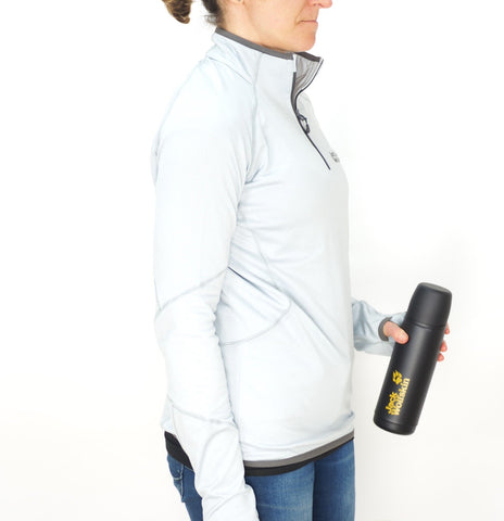 Womens Jack Wolfskin Sutherland Shirt 1702641 Grey Haze Half Zip Light Pullover