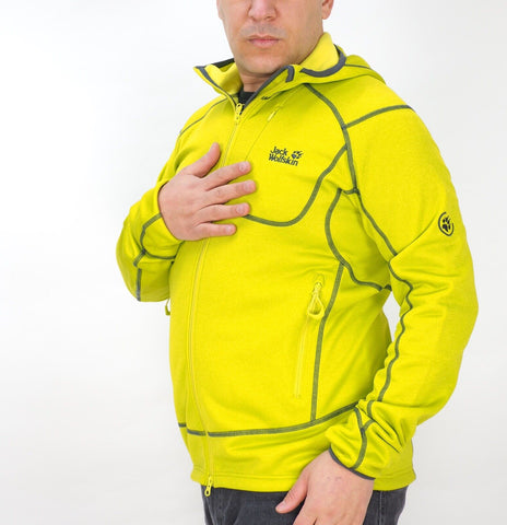 Mens Jack Wolfskin Prime Dynamic Nanuk 1703281 Wild Lime Hooded Sweatshirt
