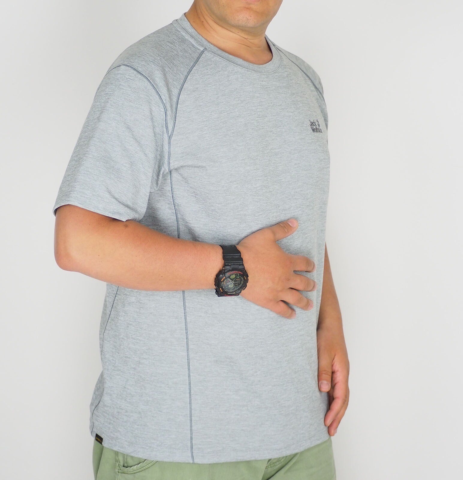 Mens Jack Wolfskin Hydropore Lightweight 1806131 Alloy Short Sleeve T Shirt