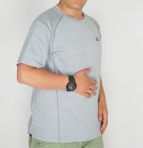 Mens Jack Wolfskin Hydropore Lightweight 1806131 Alloy Short Sleeve T Shirt