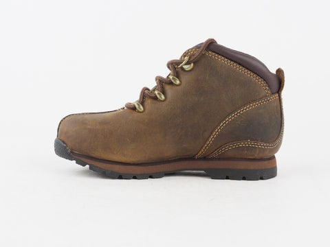 Boys Timberland 43838 Brown Leather Lace Up Walking Shoes Kids Hiking Boots