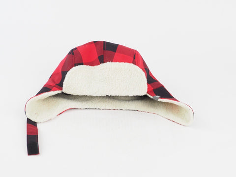 Boys Jack Wolfskin Stormlock Buffalo Shapka Checked Red Winter Hat