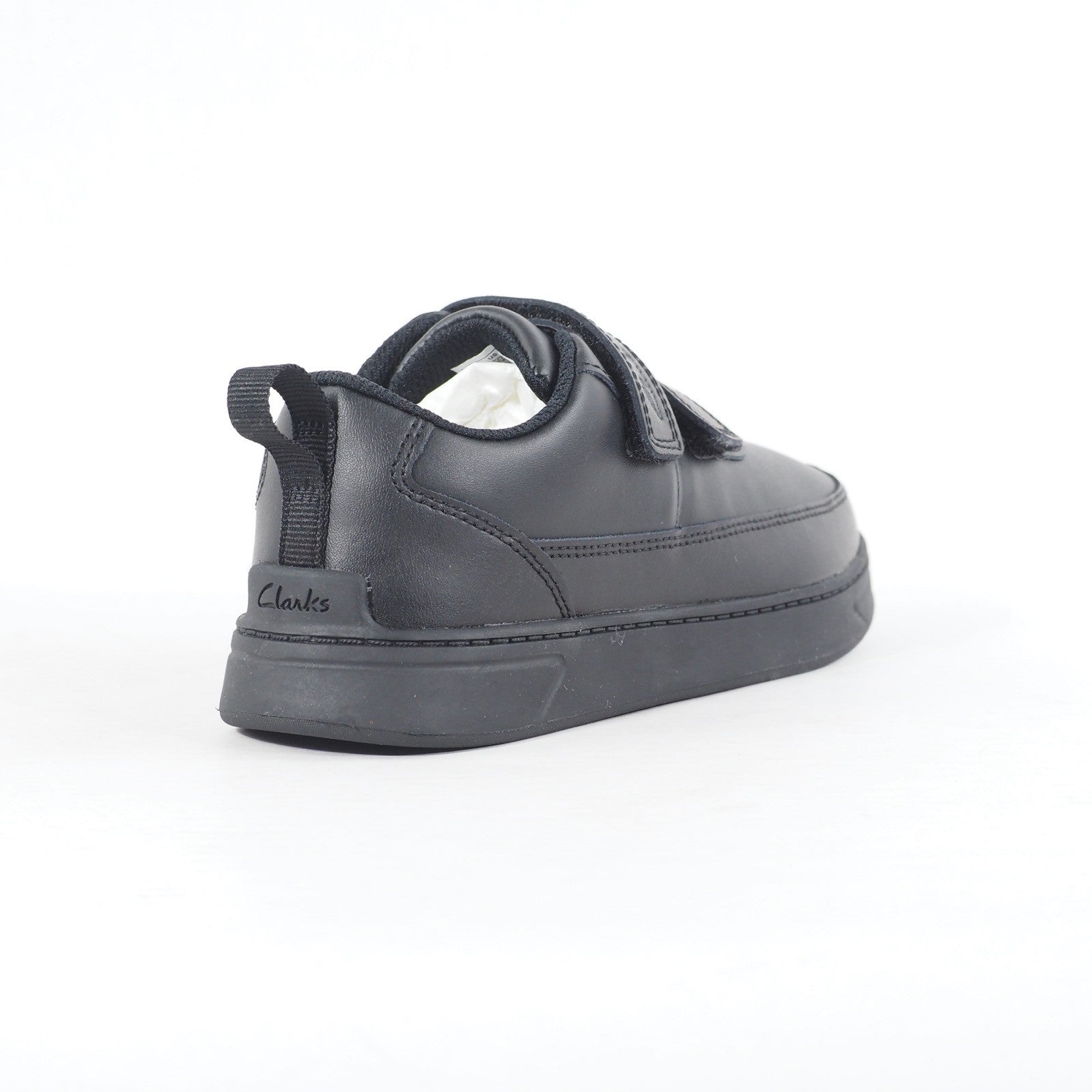 Boys Clarks Vibrant Glow Black Leather School Walking Strap Wide G Fit Shoes