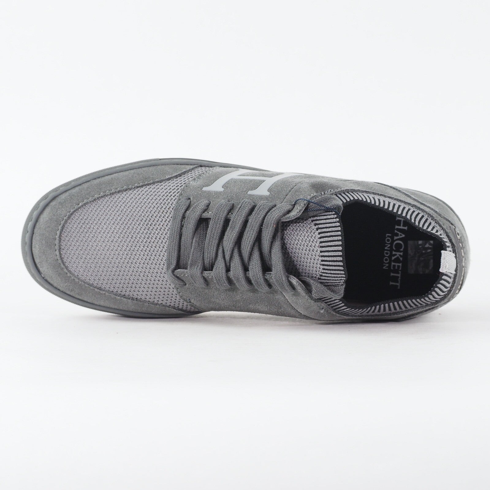 Mens Hackett London Entry Knit HMS20855 945 Grey Leather Textile Casual Shoes