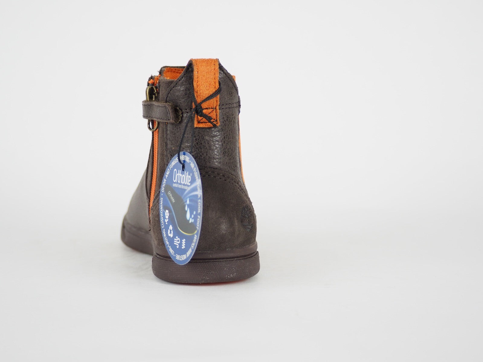 Boys Timberland Groveton A18OK Mulch Brown Leather Zip Up Chelsea Boots