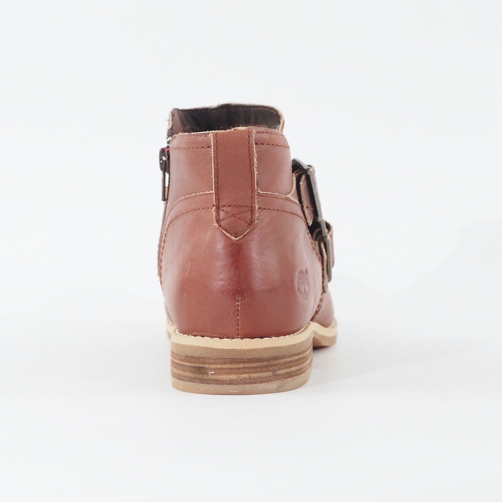Womens Timberland EK Savin Hill Double Buckle 8412B Brown Leather Zip Up Boots