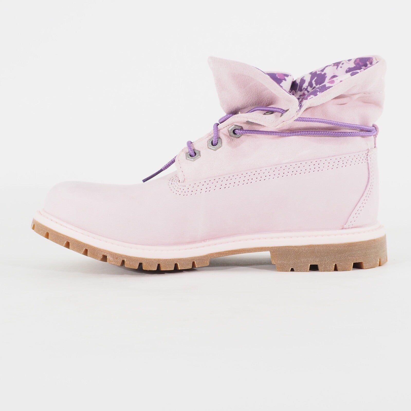 Womens Timberland Roll Top Nubuck A27MC Pink Leather Lace Casual Walking Boots
