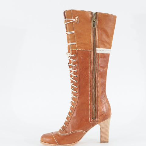 Womens Timberland Marge Tall Lace 20654 Tan Leather Zip Up Formal Hi Boots