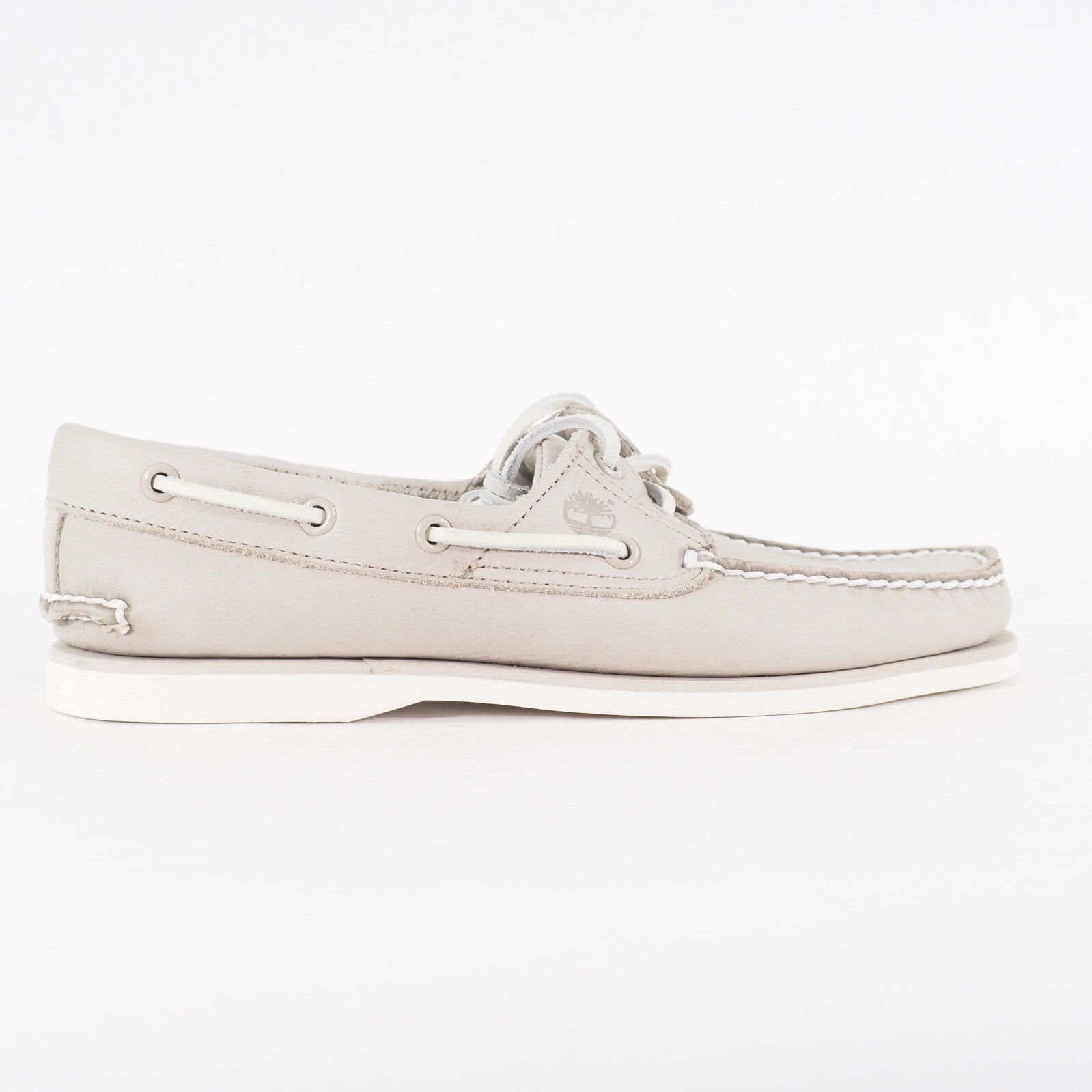 Mens Timberland Classic A1OTU Light Grey Leather Lace Up Casual Boat Shoes