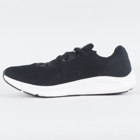 Mens Under Armour Charged Pursuit 3 Black Mesh Running Lace Up Sports Trainers