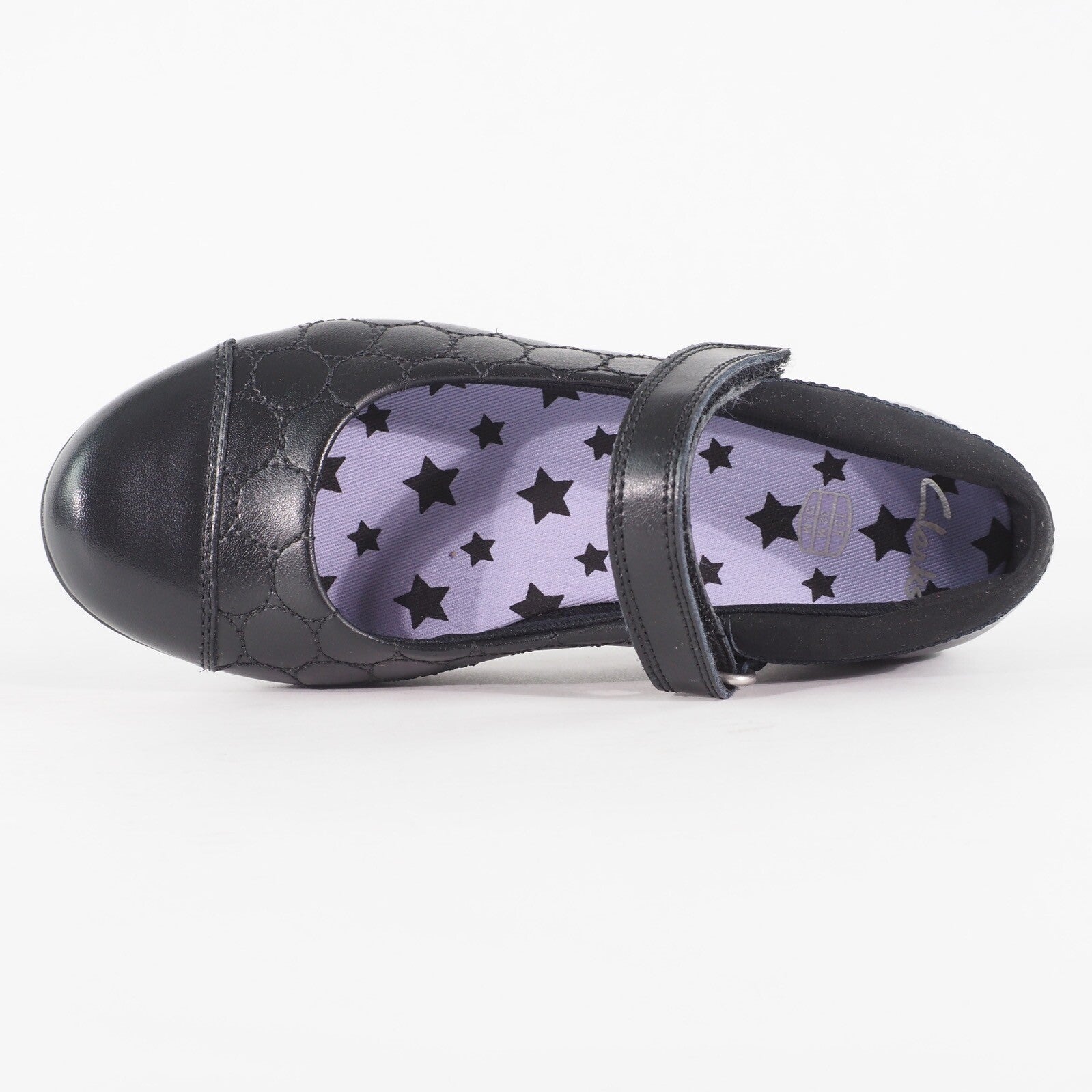 Girls Clarks Dance Buzz Black Leather Leader One Strap School Walking Shoes