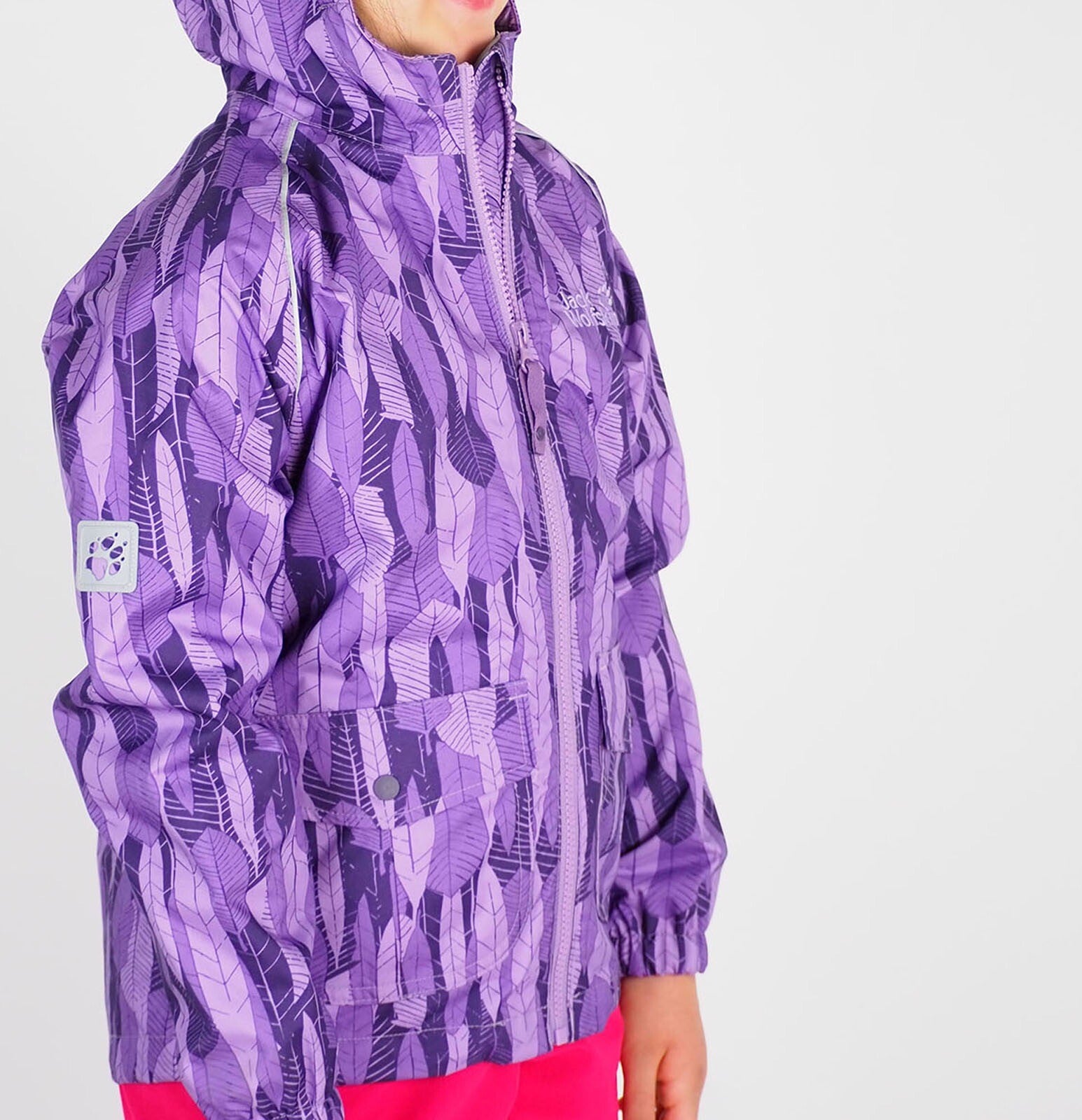 Girls Jack Wolfskin Conkers 1603602 Wisteria All Over Print Waterproof Jacket