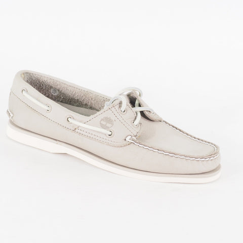 Mens Timberland Classic A1OTU Light Grey Leather Lace Up Casual Boat Shoes