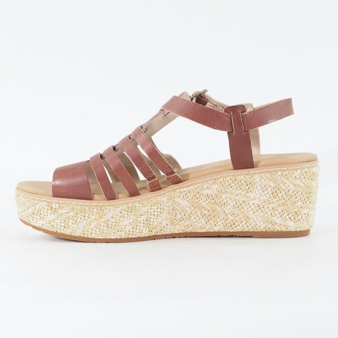 Womens Timberland EK Rdgval Fisherman 8000B Brown Leather Casual Wedge Sandals