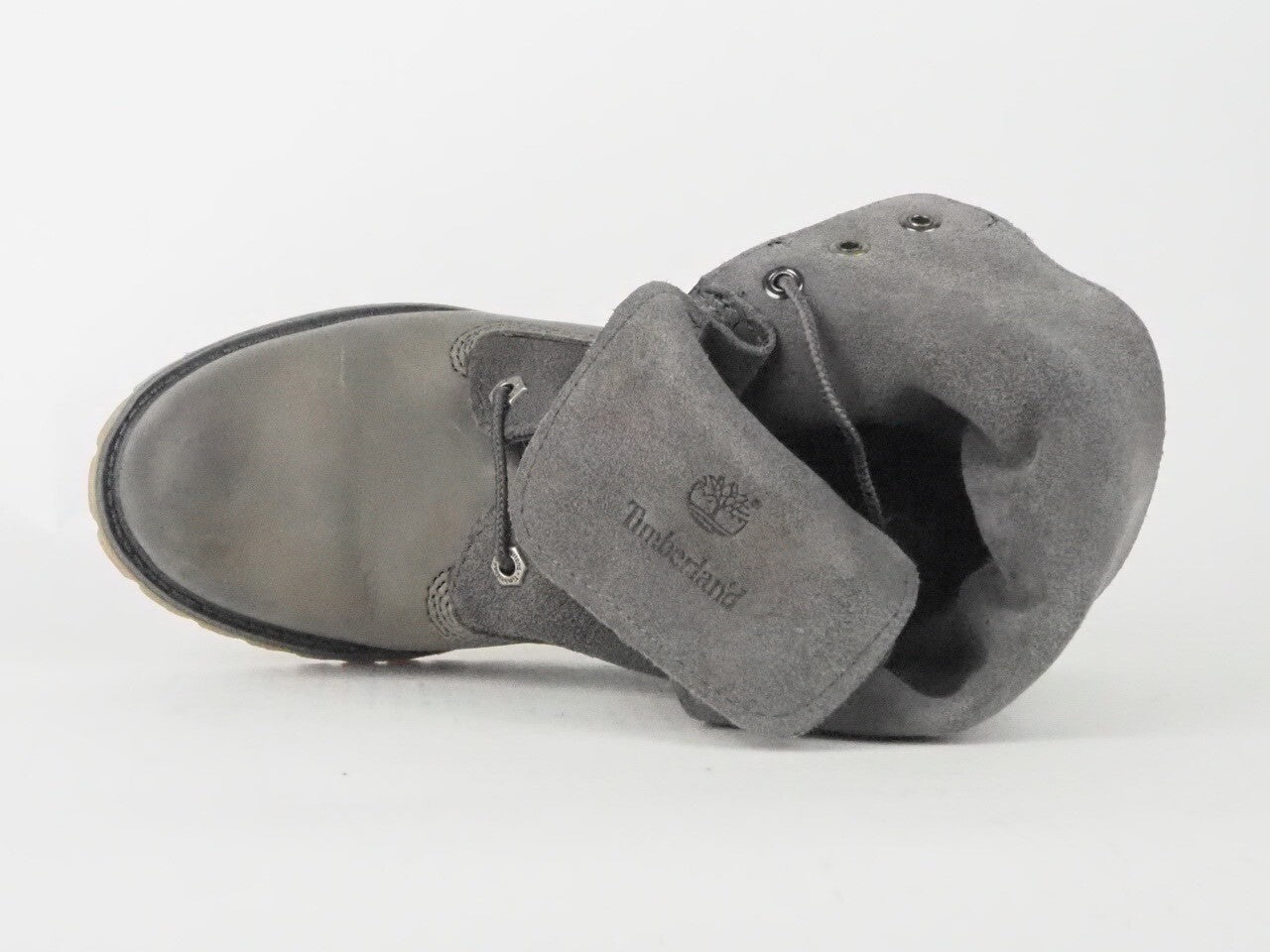 Womens Timberland Roll Top 8308A Grey Leather Lace Up Boots