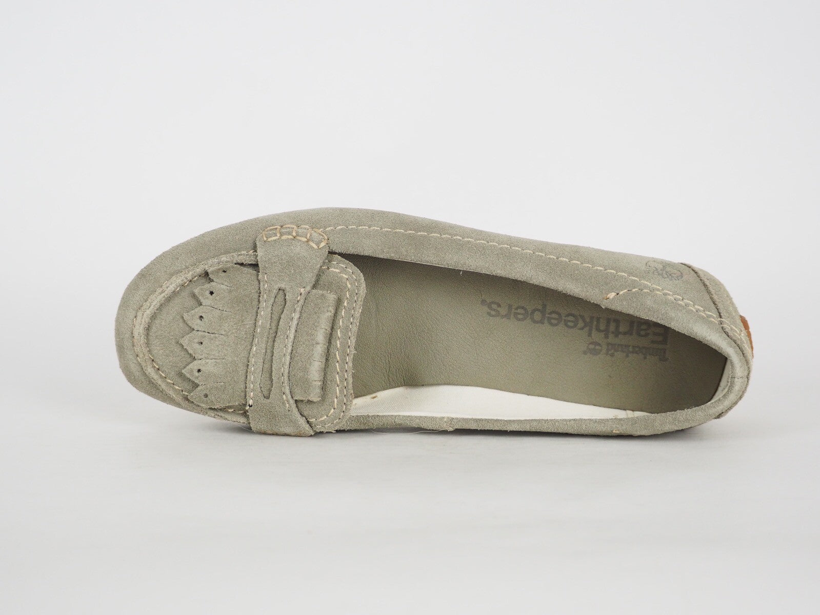 Womens Timberland Casca Kiltie 3922R Taupe Leather Casual Flats Moccasins Shoes