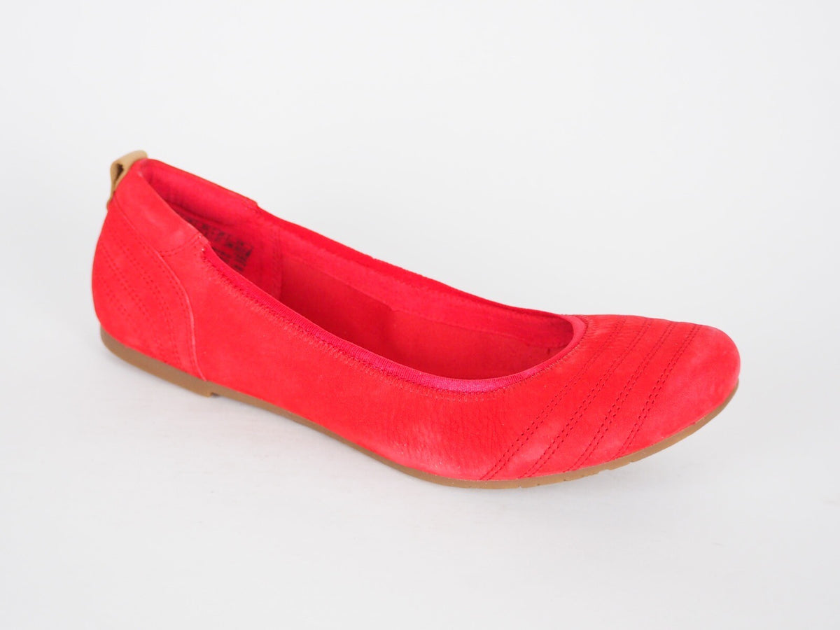 Womens Timberland EK Elsworth 8941R Red Suede Slip On Ballerina Shoes