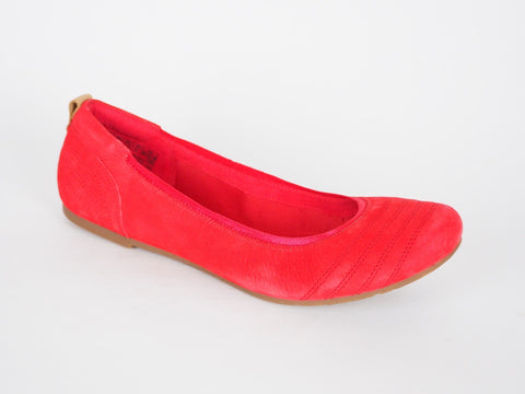 Womens Timberland EK Elsworth 8941R Red Suede Slip On Ballerina Shoes