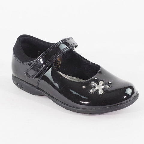 Girls Clarks Trixi Candy Pre Black Leather Single Strap School Walking Shoes