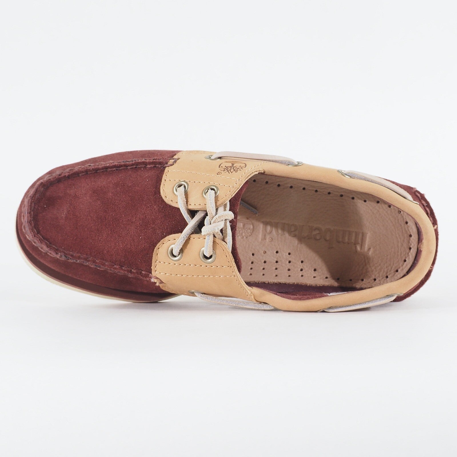 Mens Timberland Classic 2 Eyed 29586 Burgundy Leather Lace Up Casual Boat Shoes