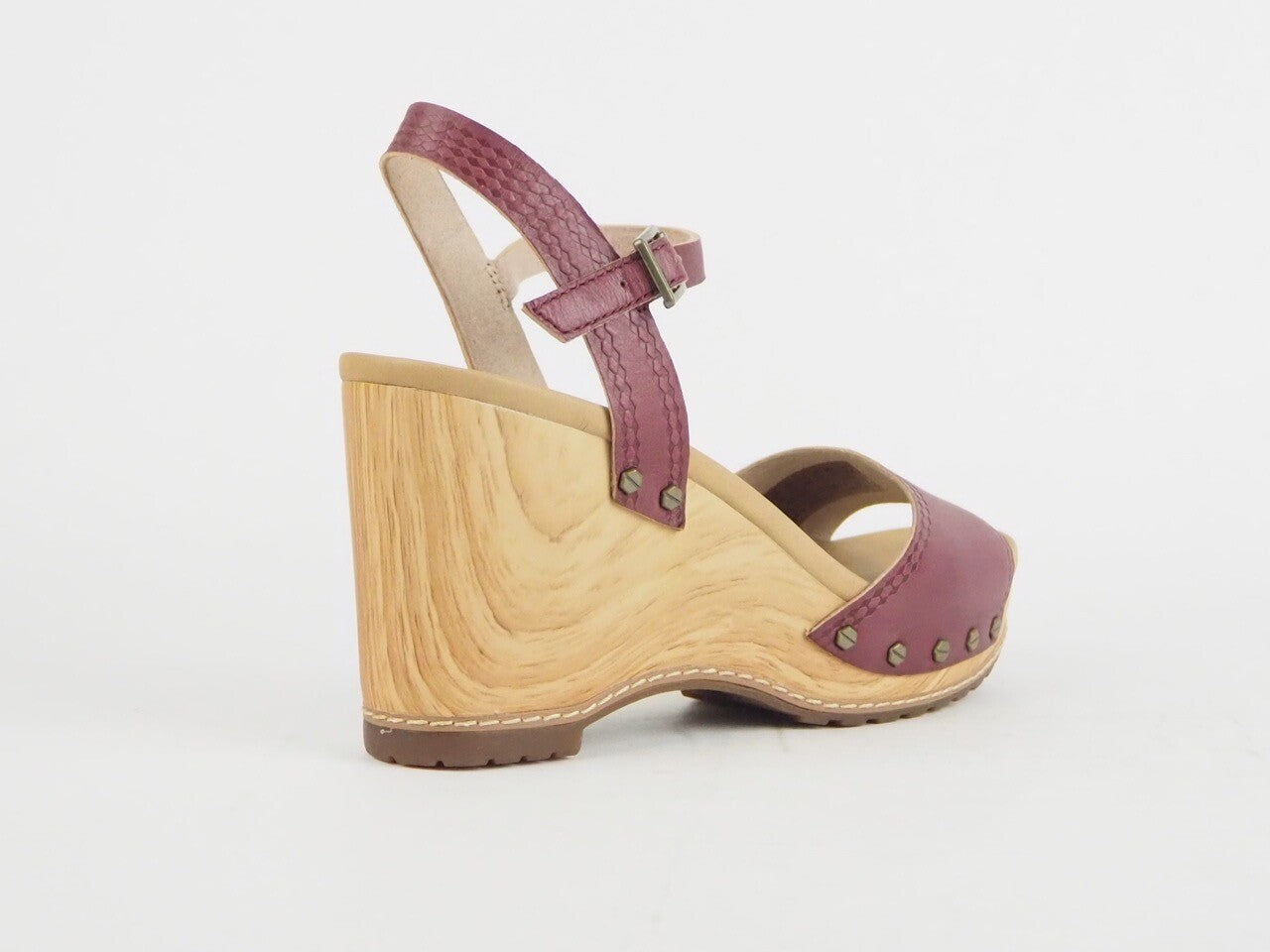 Womens Timberland EK Tilden Bkstrp 8823A Leather Burgundy Heels Summer Sandals