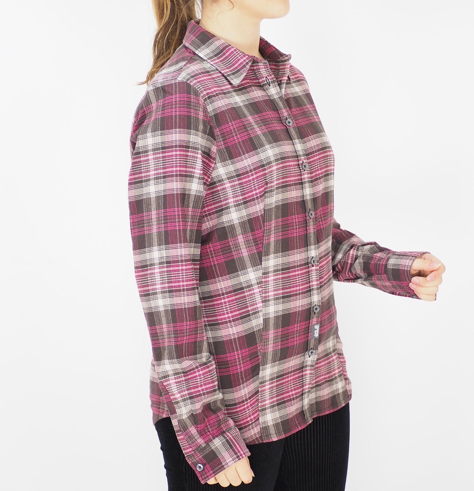 Womens Jack Wolfskin Sealriver 1401841 Ground Checks Pink Button Up Casual Shirt