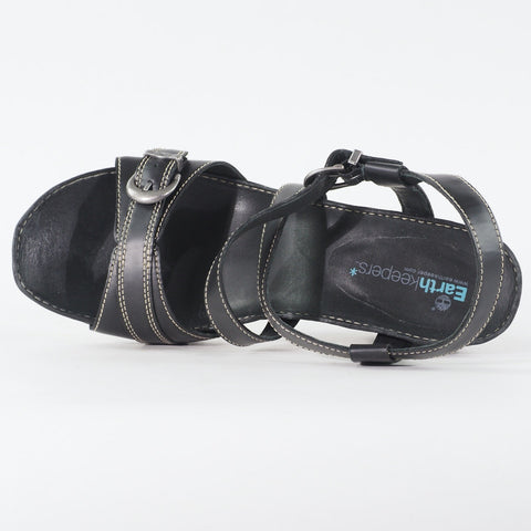 Womens Timberland Belicia Sandal 15665 Black Leather Strappy Buckle Casual Heels