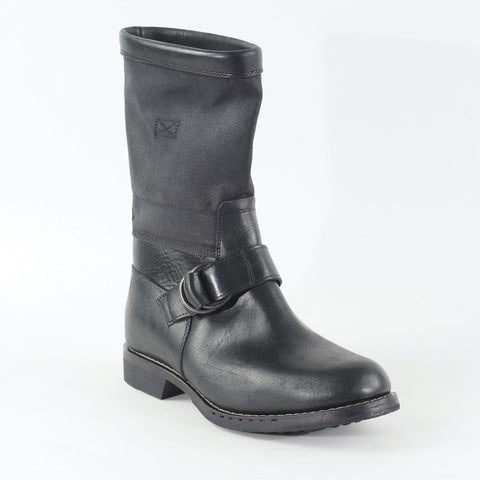 Mens Timberland CLRNE 76543 Deep Black Leather Canvas Pull On Mid Casual Boots