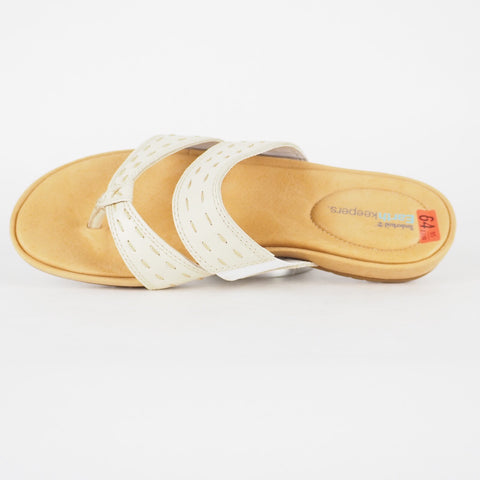 Womens Timberland Pleasant Bay 25634 White Leather Slip On Thong Sandals