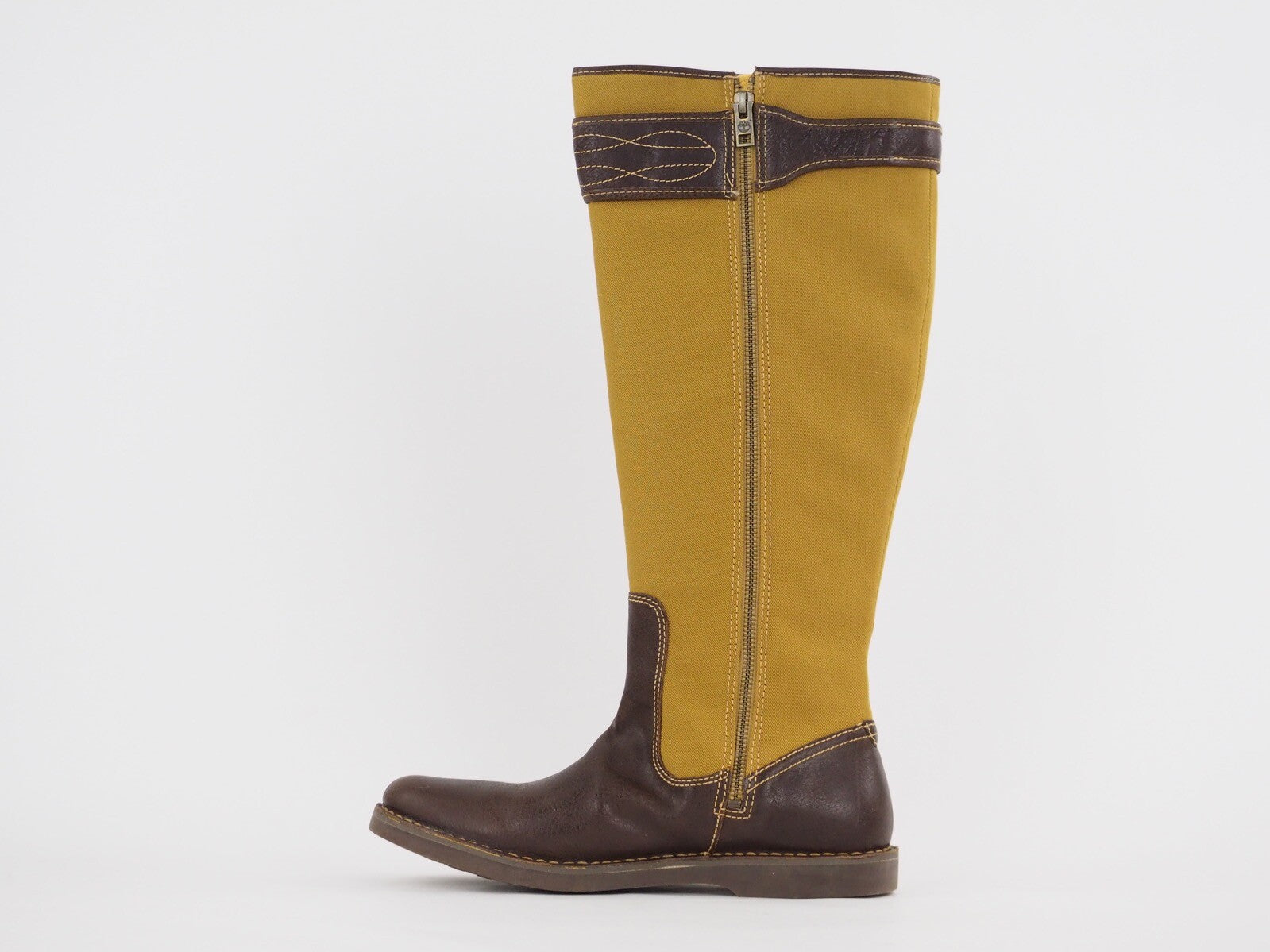 Womens Timberland Cabot 24658 Mustard / Brown Leather Side Zip Tall Winter Boots