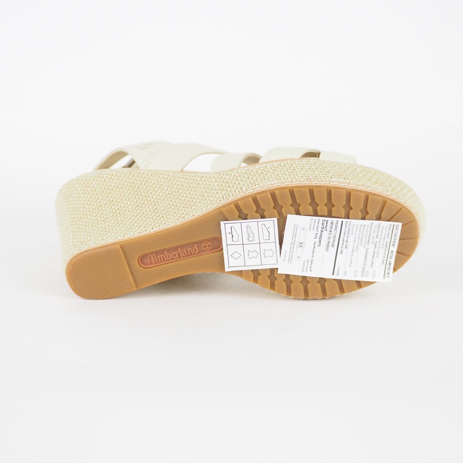 Womens Timberland EK 3950R Beige Leather Wedge Sandals Casual Summer Shoes