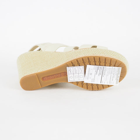 Womens Timberland EK 3950R Beige Leather Wedge Sandals Casual Summer Shoes