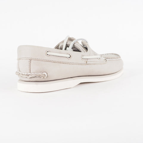 Mens Timberland Classic A1OTU Light Grey Leather Lace Up Casual Boat Shoes