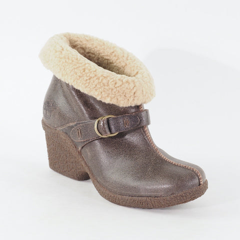 Womens Timberland EK Bayden 17670W Dark Brown Leather Slip On Heeled Ankle Boots
